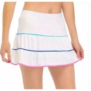 Lilly Pulitzer Meryl Peachy Luxletic UPF 50+ skort white blue, pink trim sz L